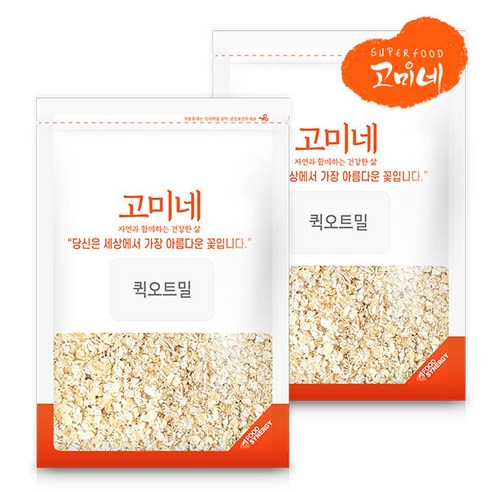 고미네 퀵오트밀 귀리100% oatmeal 오버나이트 압착귀리 시리얼 그래놀라 식사대용, 2개, 400g(용기)