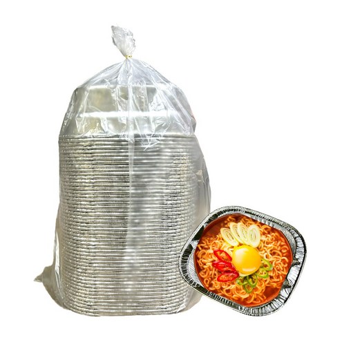 삼아 삭스호일 프리미엄 두꺼운 알루미늄 라면용기 (리뉴얼 중량업 1.4배 튼튼한) 직화 즉석라면용기 은박라면용기 은박냄비 한강라면용기 편의점 캠핑용 일회용냄비 뽀글리 뽀그리, 1세트, 50개