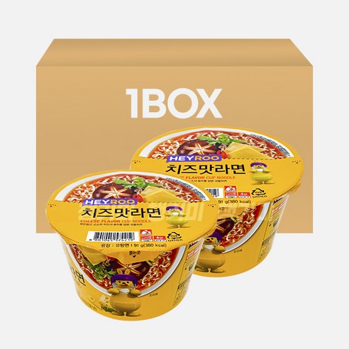 HEYROO 치즈맛라면 12개입 (1BOX) - 컵라면 | 쿠팡