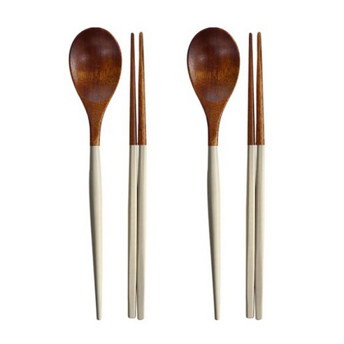 옻칠 슬림 컬러수저 세트, 아이보리, 숟가락 + 젓가락, 2개