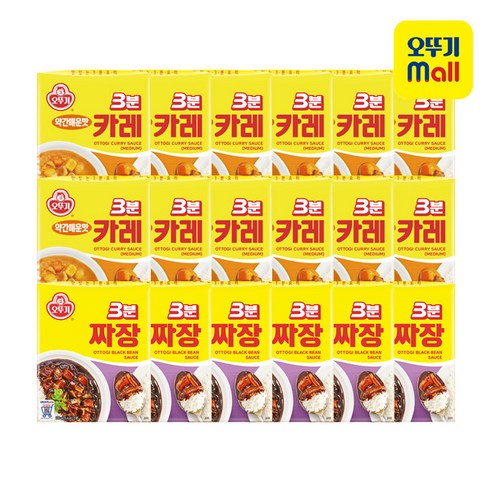 오뚜기 3분 약간매운맛 카레 200g x12개 + 짜장 200g x6개, 1세트