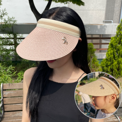 라라로엔픽 여성여름모자 라탄 썬캡 성인용 아동용 2사이즈
