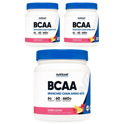 뉴트리코스트 BCAA 라즈베리 레모네이드 글루텐 프리, 3개, 612g