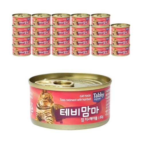 테비맘마 고양이캔 참치 80g, 참치 + 헤어볼 혼합맛, 24개입