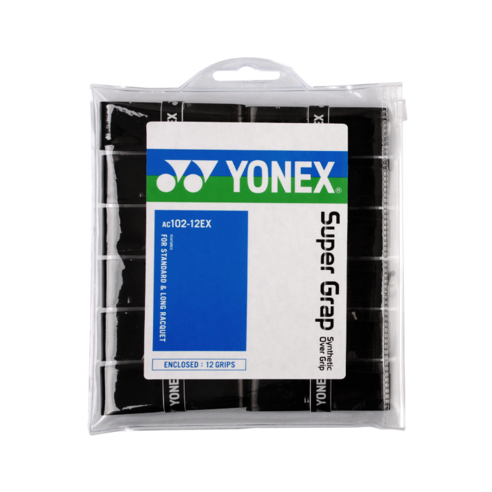 요넥스 배드민턴그립 AC102EX 12개입 선수용 오버그립(2가지 색상), 블랙