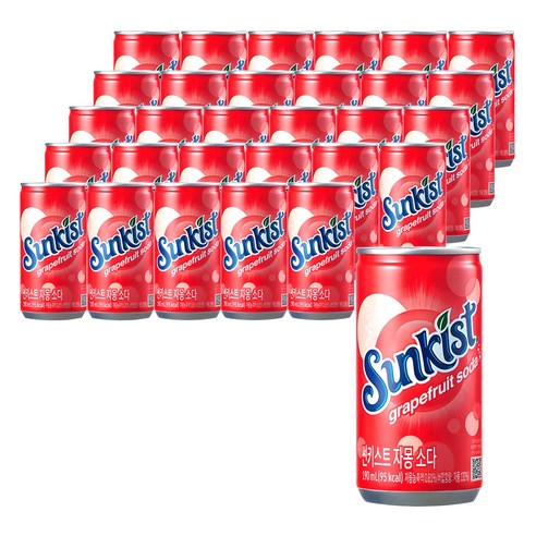 썬키스트 자몽 소다 탄산음료, 190ml, 30개