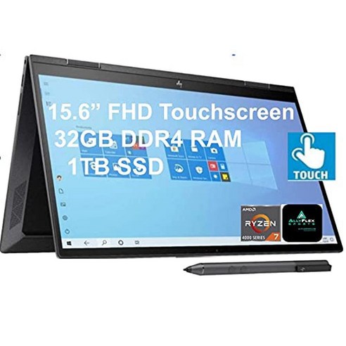 2022 HP Envy x360 2-in-1 컨버터블 노트북 15.6인치 FHD 터치스크린 AMD 8코어 Ry젠 7 4700U (비트 i7-10510U) 32GB RAM 1TB S