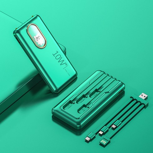 PYHO 100W 초고속 보조배터리 대용량 보조배터리 그라데이션 컬러, 50000mAh, 10W 초록색