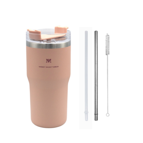 나르메르 뉴딜라이트 스텐 대용량 텀블러 600ml 리유저블컵, 피치핑크, 1개