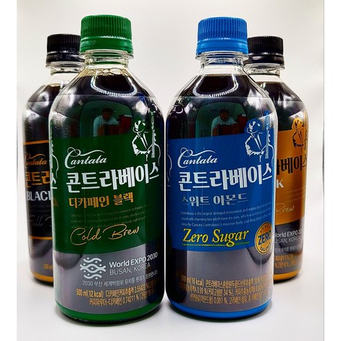 칸타타 콘트라베이스 500ml 스윗아몬드 6개+ 콜드브루블랙 6개 + 블랙앤샷 6개 + 디카페인블랙 6개, 6개