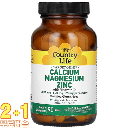 컨츄리라이프 칼슘 Calcium Magnesium Zinc 마그네슘 아연 90정 3개 컨트리라이프맥시헤어플러스