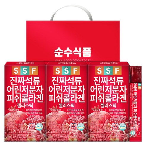 순수식품 석류 저분자 콜라겐 젤리 스틱, 300g, 3개