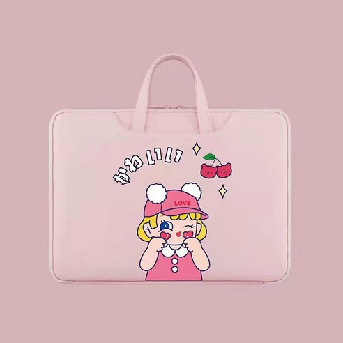 [토트백] 캐릭터 예쁜 9.7/10.5/10.9/인치 파우치 학생용 화웨이 M6 일반 적용, 핑크걸[플랫백], 옵션1