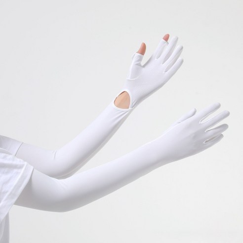 손가락팔토시 햇빛차단 운전장갑 쿨토시 골프토시, 1개, 화이트