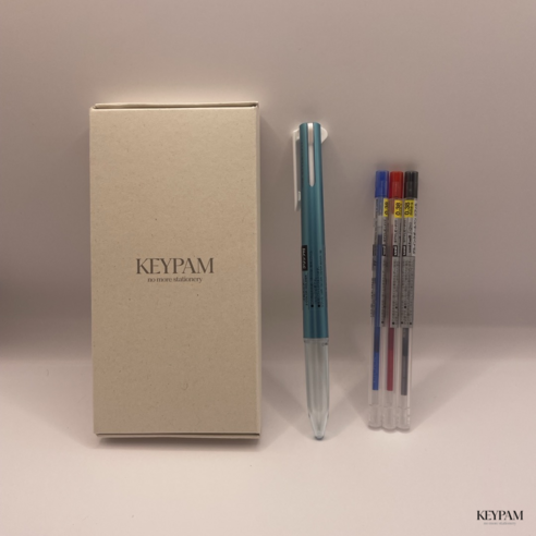 [유니] 스타일핏 3색 홀더 + 리필심 세트, 메탈릭 블루, 0.38mm