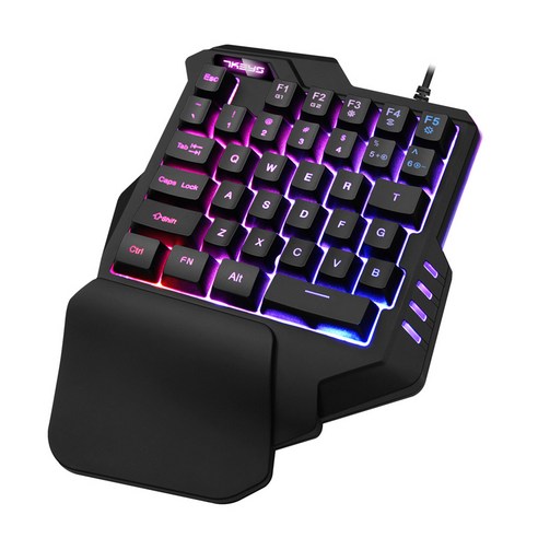 DKaony 1.5m 유선 게임 키패드 한 손으로 멤브레인 Keyboardwith LED 백라이트 35 키, 검은 색, 1, 일반형