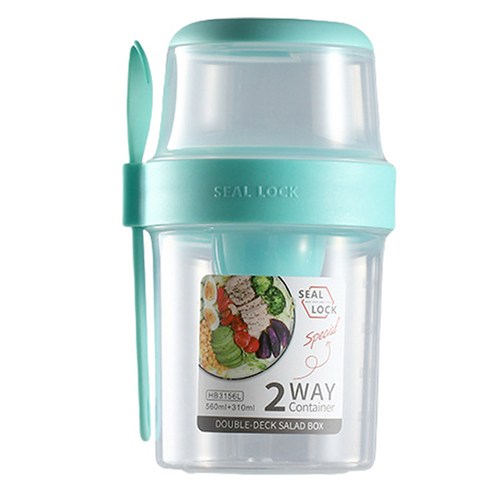 샐러드 컵 도시락 310ml + 560ml, 그린, 1개