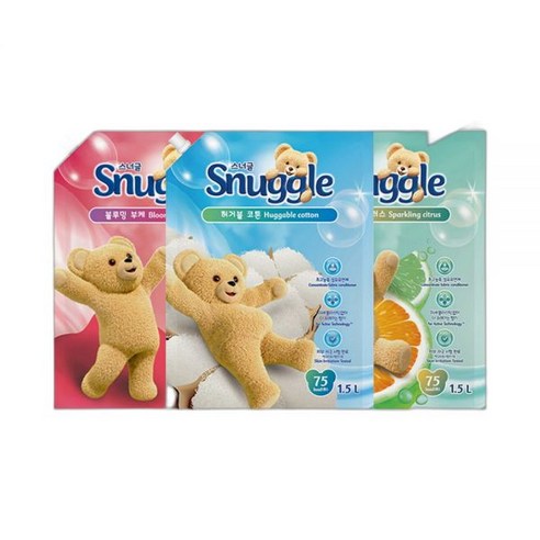 스너글 초 섬유유연제 오리지널 리필팩 허거블 코튼 1.5L, 스너글 스파클링 시트러스 리필팩 1.5L