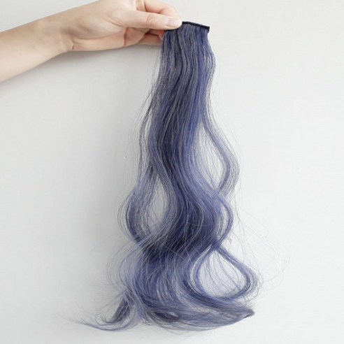 일월전빵 4개세트 웨이브 컬러 브릿지 헤어피스 붙임머리 포인트 가발 60cm B-W002, 블루그레이, 4개