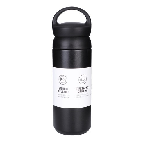 KORELAN500ml 휴대용 보온컵 남녀 304 스테인리스강 핸드컵 원숙풍 커피잔, 검정색, 350ml