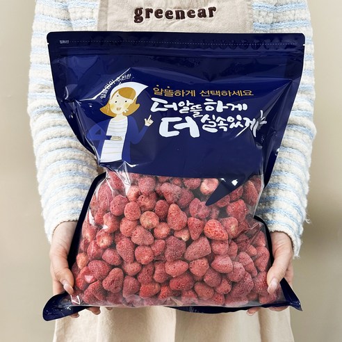 [대용량 1kg] 동결건조 미니딸기칩 건딸기과 동결건조 과일칩 대용량 간식 아이간식 쫀득쿠키 재료 베이킹, 5000g, 1개