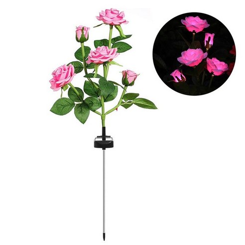 태양 LED 빛 야외 정원 장식 로즈 태양 조명 IP65 방수 랜 턴 안뜰 안뜰 통로 정원 정원 잔디, 2PCS_Pink
