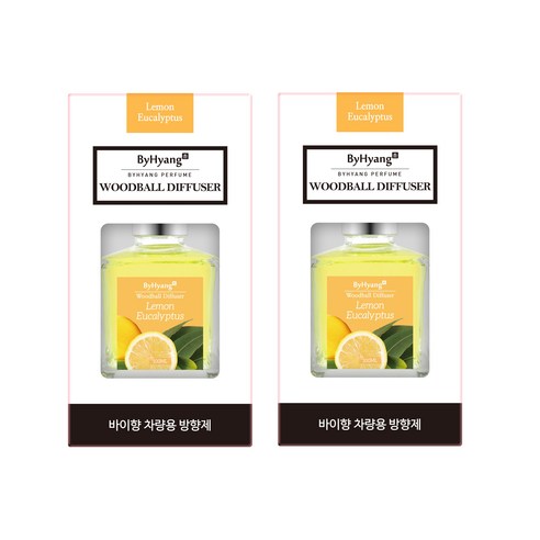 바이향 리프레싱 우드볼 디퓨저 100ml, 레몬유칼립투스, 2개