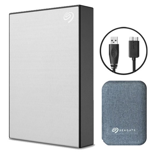 씨게이트 외장하드 원터치 외장 HDD 저장장치 데이터복구 + 파우치, 4TB, Silver