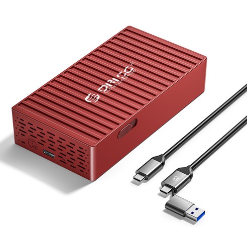 오리코 M.2 NVMe/SATA 2in1타입 USB3.2 Gen2 20Gbps/40Gbps 외장SSD 케이스, 레드, 40Gbps+2 in 1 케이블