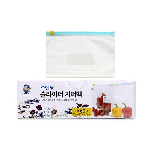 세제의기본 스탠딩 슬라이더 지퍼백 1박스, 중(M), 60매, 1개