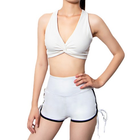 ANKRIC 반팔 여름 섹시한 여성 drawstring 짧은 바지 체육관 어깨 끈 백 브래지어 요가 정장 투피스 세트