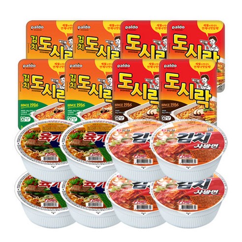 메리박스 컵라면세트 16개(육개장사발면4+김치사발면4+도시락4+김치도시락4), 1세트