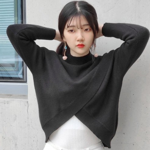 도앙뜨 핏이쁜 랩스타일 긴팔 니트티