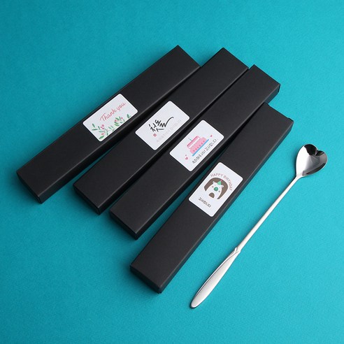[일상선물] 엔젤하트롱 인사선물 홈파티 롱티스푼 1P 첫돌답례품, 인쇄함, ⑧[라벨형]노란꽃 Thank you, 1개