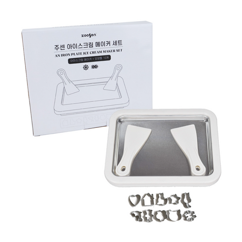 주센 철판 아이스크림 메이커+모형틀10개 세트, 화이트, 1개