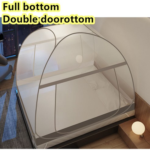 [RichMagic] 유르트 모기장 전체 바닥 또는 바닥이없는 모기장 1.2m 1.5m 1.8m 2.0m 더블 도어 큰 공간 침대 텐트 설치 필요 없음, 1.2m (4개 피트) 침대, suya gray