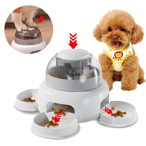 ZOZOFO 최신형 강아지 지능개발 간식 퍼즐 장난감 훈련용품 IQ장난감 애완동물 푸쉬 급식기+그릇, 1개