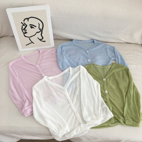 (KC인증)유아썸머가디건 여름가디건 시스루 아기 유아 여아 여름니트