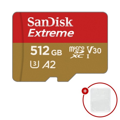 샌디스크 마이크로SD카드 Extreme 익스트림 SDSQXA + SD카드 케이스, 1개, 512GB