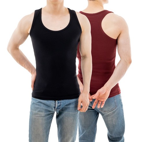 제이오 남성 무지 골지 망고 나시 티셔츠