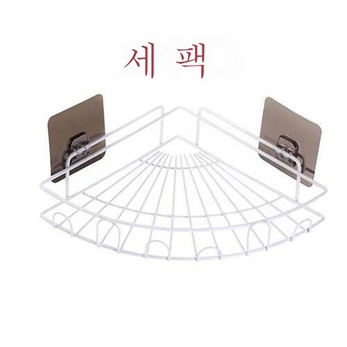 ZZJJC 논타공 욕실 주방 선반 삼각대 벽걸이 헴라인 화장실 화장실 정리 수납거들먹다, 화이트 쓰리 (노라인 스티커 7장)