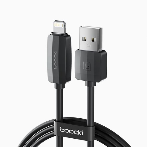 Toocki 투키 라이트닝 케이블, 1m, 블랙, 1개