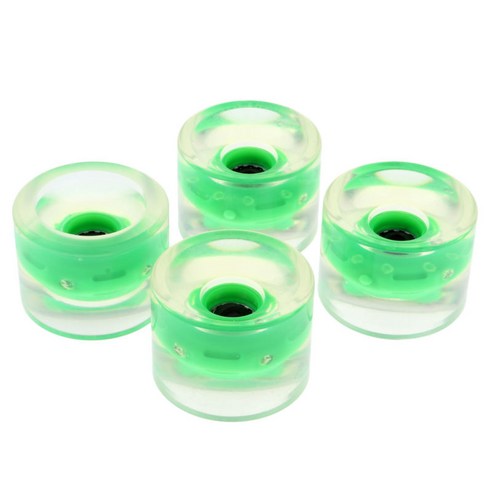 4PCS 마그네틱 70mm 라이트 업 스케이트 보드 휠 미니 크루저 보드 용 프리미엄 조명 휠 야외 롱 보드, PU, 녹색