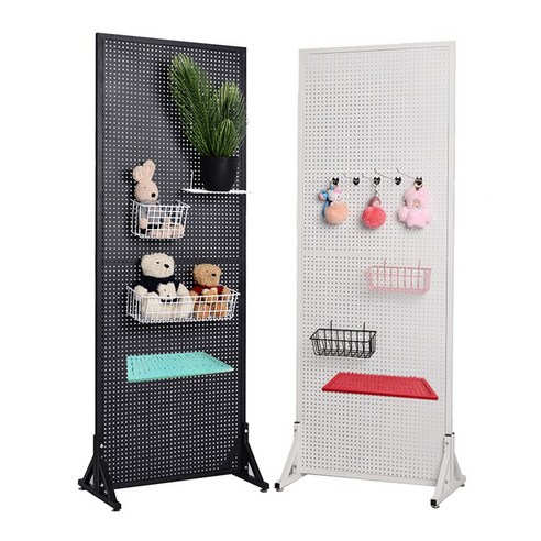 내외부 사용 가능한 900mm x 1200mm 사이즈의 L자 지지대 2개세트 포함된 원목 칸막이 파티션 가벽 11 타공 파티션 철제 이동식 타공판 매장 원룸 가벽 다용도, 60x40x100 화이트, 60x40x100 화이트