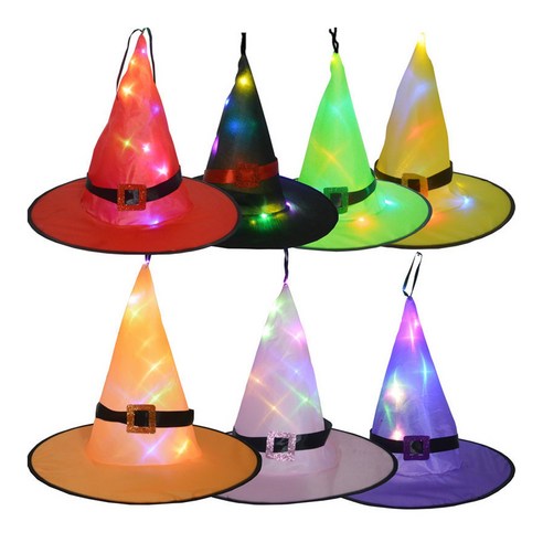 WJSHOP 할로윈 휴대용 LED 마녀 모자 장식 파티 의상 다색, 로즈 레드