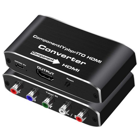 AFBEST YPbPr-HDMI 변환기 5RCA RGB-HDMI DVD PSP Xbox PS2 N64-HDTV 모니터-EU 플러그용 비디오 오디오 어댑터, 검정