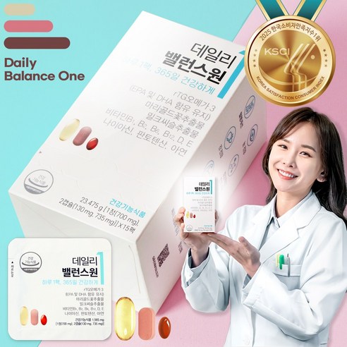 하루1팩 데일리밸런스원 rTG오메가3+밀크씨슬+루테인을 한번에, 15회분, 1박스