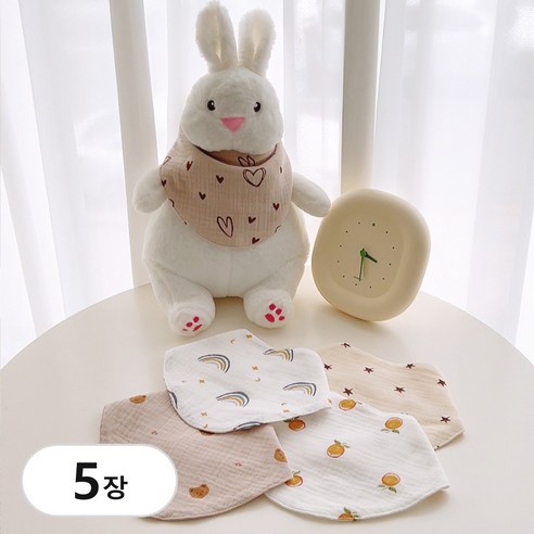 6중 거즈 유아 스카프빕 사계절 순면 목수건 개별포장 아기 침받이 침턱받이 세트