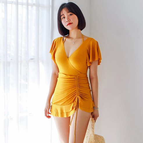 베라프 와플 셔링 모노키니 수영복 비키니