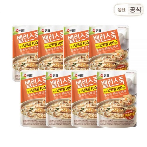 샘표 밸런스죽 통녹두전복삼계죽 420g 8개, 2. 전복삼계죽4+전복내장죽4